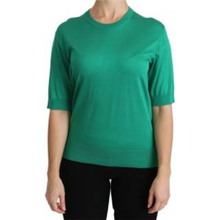 👉 Short sleeve vrouwen groen Crewneck Top Blouse 8053286377542