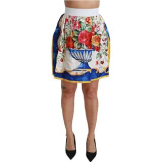 👉 Vrouwen wit Flower Vase High Waist Mini Skirt Silk 8058091267569