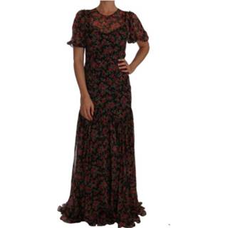 👉 Vrouwen zwart Floral Roses A-Line Shift Gown