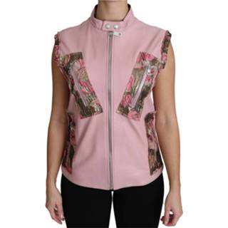 👉 Sleeveless leather vrouwen roze Zippered Lamb Vest 8058091480586