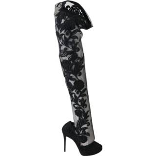 👉 Sock vrouwen zwart Floral Embroidered Socks Boots
