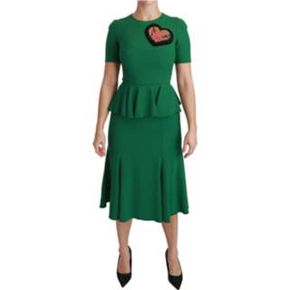 👉 Dress vrouwen groen Heart Patch Mermaid Midi