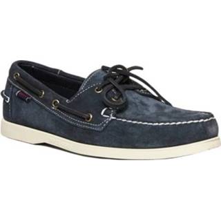 👉 Shoe suede leather male blauw Portland boat shoes