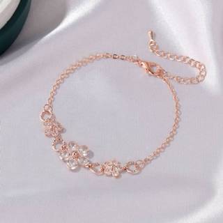 👉 Armband koper rose goud Strass bloem ketting