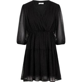 👉 XL vrouwen zwart Minikleid Struktur Wickelfront