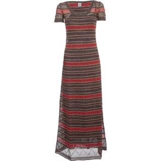 👉 Dress vrouwen rood S/S Wide Neck Lace Lurex