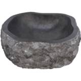 👉 Waskom grijs natuursteen ovaal lavabo Imso Astratto Nero Riviersteen 45x15cm