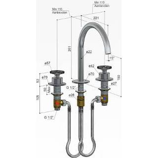 👉 Wastafel mengkraan PVD messing Geborsteld keramisch zonder waste knop standaard perlator opbouw Wastafelmengkraan Hotbath Cobber  3 Gats 8720039362444