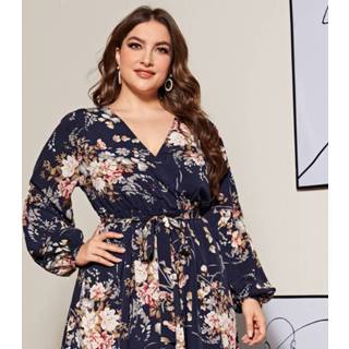 👉 Jurk polyester veel kleurig Casual Bloemen Grote maat Wrap