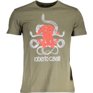 👉 Short sleeve katoen l t-shirts male groen Roberto Cavalli 114801 8058044543788 8058044543771
