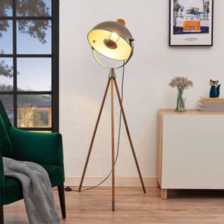 👉 Vloer lamp metalen IJzer donker hout zwart a++ Lindby Scharlie vloerlamp met kap