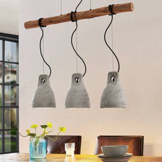 👉 Hanglamp grijs beton a++ Lindby Grima van beton, 3-lamps