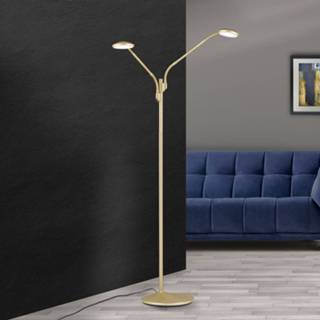 👉 Vloerlamp a+ mat messing LED Cobra, 2-lamps, messing-mat