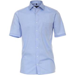 👉 Overhemd katoen male blauw Casamoda effen licht korte mouw kent modern fit