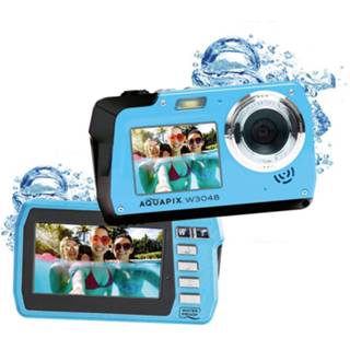 👉 Easypix W3048-I Edge Digitale camera 48 Mpix Ice, Blue Onderwatercamera, Frontdisplay