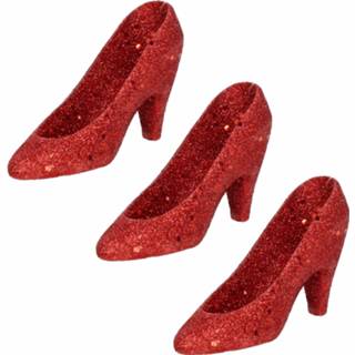 Kerstversiering rode 3x hakken/pumps kersthangers 10 cm