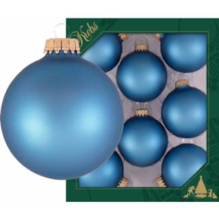 👉 Kerstbal blauwe glas 8x Oceaan matte kerstballen van 7 cm