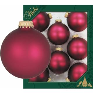 👉 Kerstbal rode glas 8x Matte velvet kerstballen van 7 cm