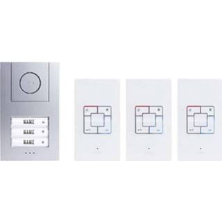 👉 M-e modern-electronics 41188 Complete set voor Deurintercom Kabelgebonden Driegezinswoning Zilver