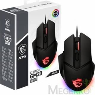 👉 Clutch MSI MOU USB GM20 Elite muis Type-A Optisch 6400 DPI Rechtshandig 4719072721374