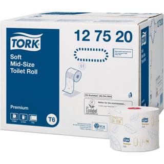 👉 Toiletpapier wit Tork Premium soft, mid-size, 2-laags, systeem T6, wit, pak van 27 rollen 7322540475906