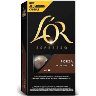 👉 Nespresso machine aluminium FORZA L 'or, 10 compatible caps