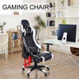 Gamestoel wit From DE White 360 Degree Rotation Gaming Chair High Back Computer Office With Headrest Lumbar Support Racing