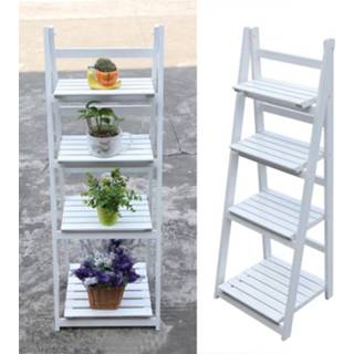 👉 Ladder Folding Plants Stand 4 Tier Shelf Wood Bookshelf Storage Rack Home Garden Deco Flower Pot Free Shipping