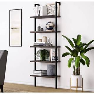 👉 Ladder Bookshelf Bookcase 5-Tier Modern Shelf Multipurpose Storage Rack Industrial Metal Frame Sturdy Easy Install[US-Stock]