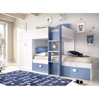 👉 Wardrobe aquamarijn Youth bedroom in KIT bed train model GROE 2 drawers and 1 ARTIC aquamarine