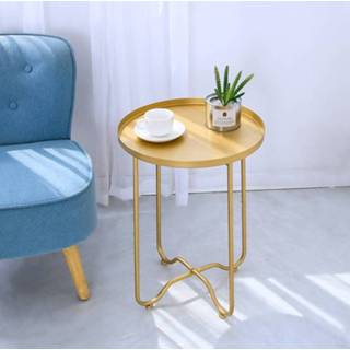 👉 Sofa small Folding Iron Round Coffee Table Couches Bed Side Home Furniture for Living Room Balcony Garden Tea Tables