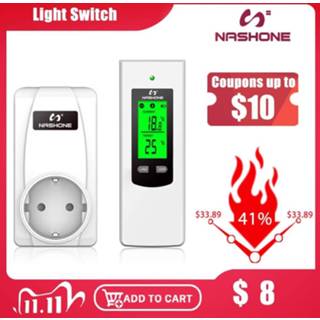👉 Thermostaat Nashone Thermostat Digital Temperatur Control Wireless 220V LCD Display Temperature Controller socket with