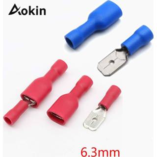 👉 F-connector rood blauw 100pcs FDD 1.25-250 MDD 6.3mm Red Blue Female + Male Spade Insulated Electrical Crimp Terminal Connectors Wiring Cable Plug