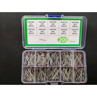 👉 Zenerdiode 200pcs Zener Diode kit 1W 3.3V/3.6V/3.9V/4.3/4.7/5.1/5.6/6.8/7.5V 1N/4728A 4729A 4730A 4731A 4732A 4733A 4734A 4735A 4736A 4737A