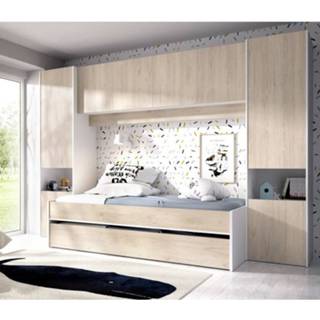 👉 Wardrobe wit Youth bedroom in KIT bed nest with and loft model KWAI color white brightness natural