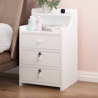 👉 Locker wit Simple bedside table bedroom storage 37x34x60, y-02 three bucket warm white coffee U