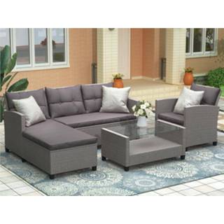 👉 Sofa Living room,outdoor, patio furniture sets, 4 piece conversation set wicker ratten sectional with seat