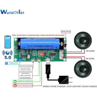 👉 Luidspreker Mini PAM8403 Bluetooth 5.0 Amplifier Board DC5V 3W+3W 2.0 Channel Audio AMP with 18650 Battery Holder For Speaker DIY