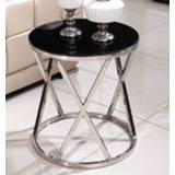 👉 Sofa steel small Stainless Side Table Corner Tempered Glass Apartment Living Room Round Coffee End