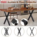 👉 Steel 2pcs 28inch Industrial Table Legs X-Shape Frame Furniture Stand Feet Metal Desk Leg with Floor Protection Pad