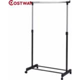 👉 Hanger COSTWAY Adjustable Rolling Clothes Coat Rack Floor Storage Wardrobe Clothing Drying Racks With Shoe W0498