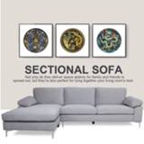 👉 Sofa zwart Modern Nordic Style Sectional Bed Living Room Solid Color Black Velvet Left Hand Facing Microfiber 103.5” X 52” 30.3”h