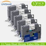 👉 Labelmaker Unismar 5PK HSe-231 11.7m*1.5m Heat Shrink Tube Tape Label Maker for Brother PT-E300 PT-H300 PT-E300VP PT-E500 E500VP PT-E550W