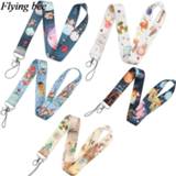 👉 Keychain vrouwen Flyingbee Funny cactus Cartoon Cute Phone Lanyard Women Fashion Strap Neck Lanyards for ID Card Keys X0847