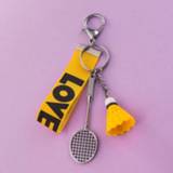 👉 Keychain vrouwen Badminton Lovers Pendant Cute Racket Car Key Chain Link Men's Women's Bags Mobile Phone Accessories Couple Lanyard