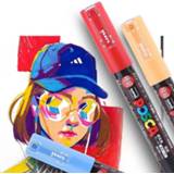 1 Pc of Uni Posca PC-1M Paint Marker Art Pensi Poster Pastel Color Marking Professional Extra Fine Bullet Tip 0.7mm 21 Colors