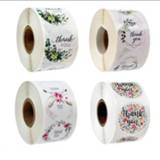 👉 Kladblok Flower Paper Label Sticker Golden Thank You Scrapbook 500 Pieces Wedding Gift Card Business Packaging Stationery