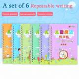 👉 Copybook 6pcs/set English hand writing round handgroove practice copy Alphabet word letters auto fades can be reused