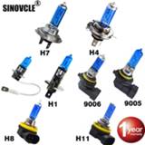 👉 Hoofdlamp wit blauw SINOVCLE Car Headlight Halogen Bulb H1 H3 H4 H7 H8 H11 9005 HB3 9006 HB4 12V 55W 100W 5000K Super White Quartz Glass Dark Blue