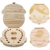 👉 Organizer baby's jongens meisjes Portuguese Greek Natural Wooden Baby Boy Girl Fallen Tooth Box Storage Wood Case Save Milk Teeth Collection Holder